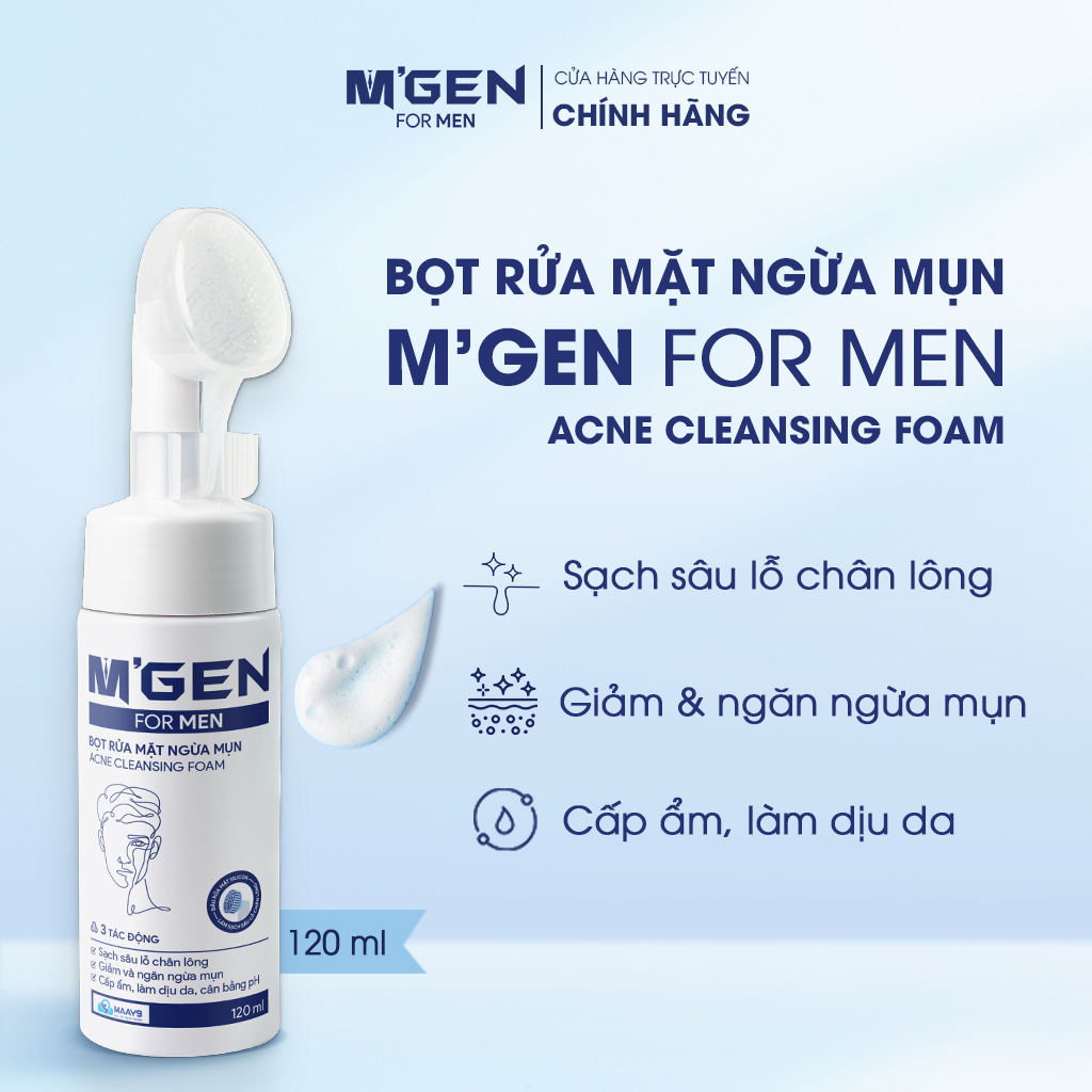 Bọt rửa mặt NAM M'gen giúp làm sạch sâu lỗ chân lông, giảm và ngăn ngừa mụn, cho là da sạch thoáng không khô căng sau khi rửa