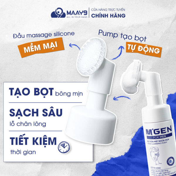 Bọt rủa mặt ngừa mụn m'gen cho nam giới thiết kế nhanh - gọn - tiện đơn giản cho anh em khi dùng