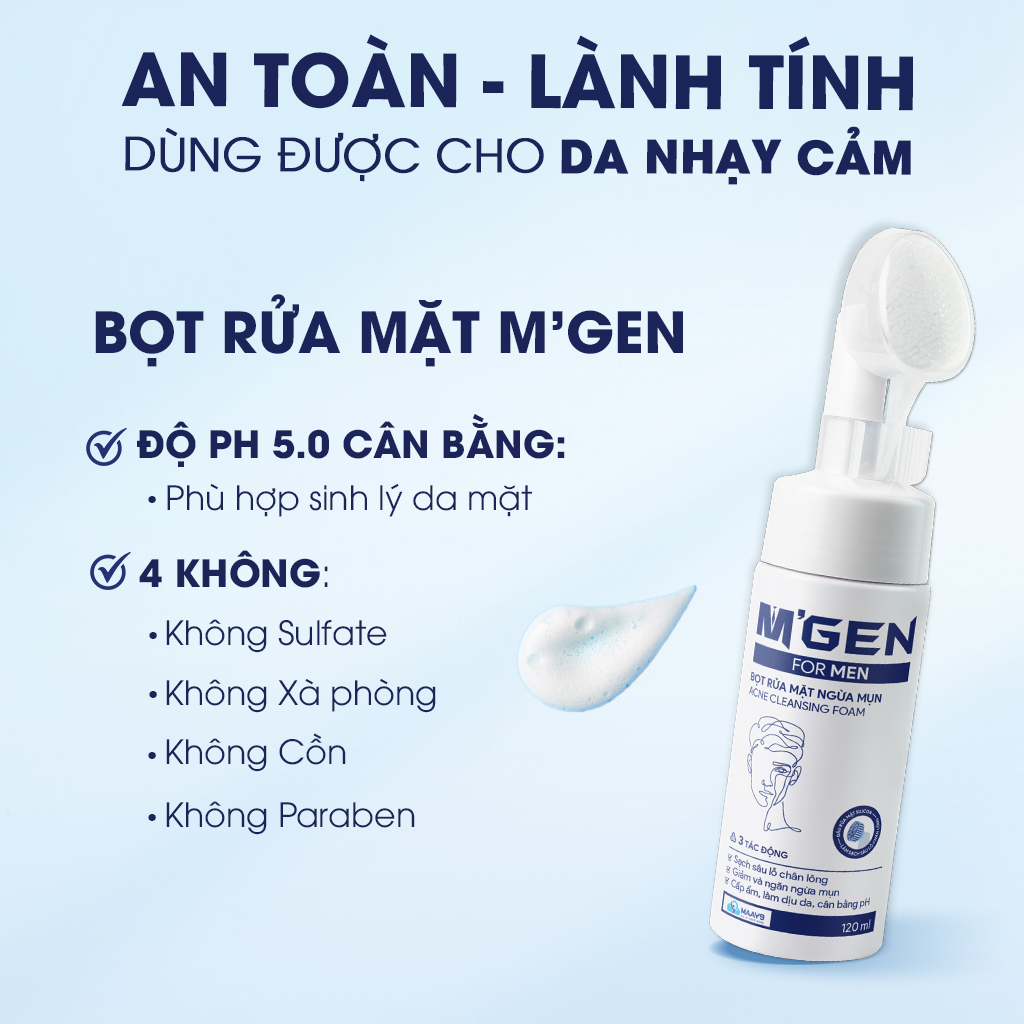 quà tặng cho nam giới box phong cách an toàn bọt rửa mặt cho nam M'gen