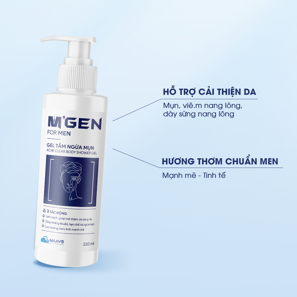 quà tặng cho nam giới: box quà phong cách M'GEN tối ưu trải nghiệm gel tắm